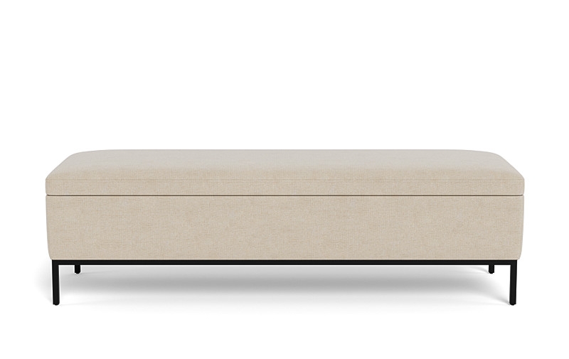 Miller Storage Bench - Oatmeal Heathered Weave - Matte Black Miller Bench Leg - 48x20" - Image 0