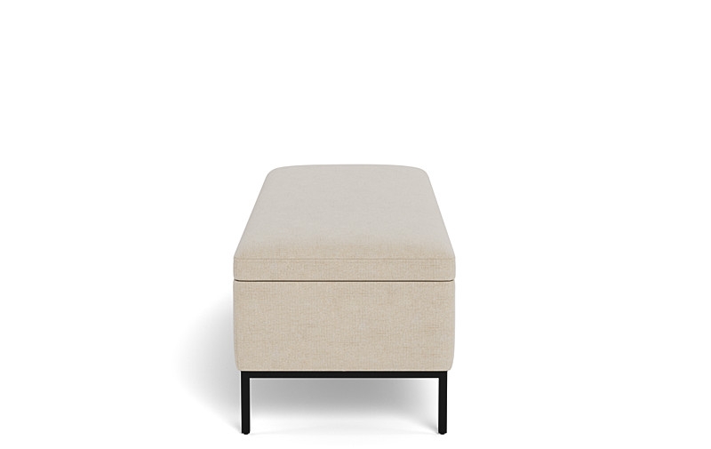 Miller Storage Bench - Oatmeal Heathered Weave - Matte Black Miller Bench Leg - 48x20" - Image 3