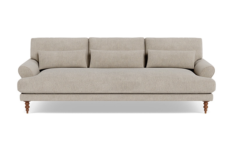 Maxwell Fabric Sofa - 82"Wx42"Dx 31"H - Marble/Oiled Walnut Tapered Turned Leg - Bench Cushion - Down Alternative Fill - Image 0