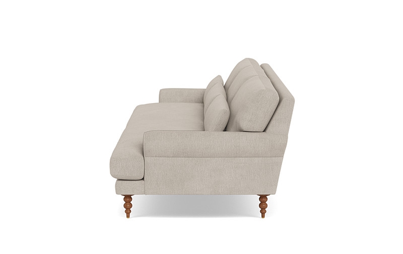 Maxwell Fabric Sofa - 90"W x 42"D x 31"H - Bone/Tapered Turned Wood - Oiled Walnut - Bench Cushion - Down Alternative Fill - Image 1