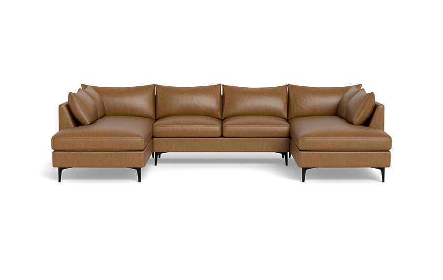 Sloan Leather 3-Piece U-Bumper Sectional - Image 0