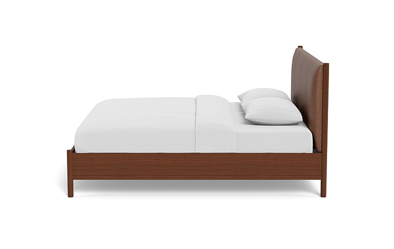 Percey Leather Wood Framed Bed with no Tufting - King - Pecan - Image 4