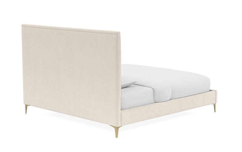 Lowen Upholstered King Bed - ALABASTER Performance Classic Chenille - Brass Plated Sloan L Leg - 55"H - Image 3