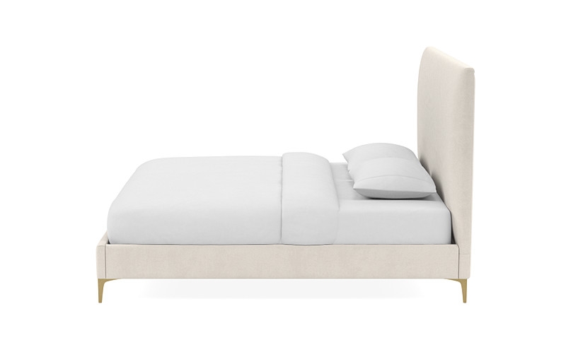Lowen Upholstered King Bed - ALABASTER Performance Classic Chenille - Brass Plated Sloan L Leg - 55"H - Image 2