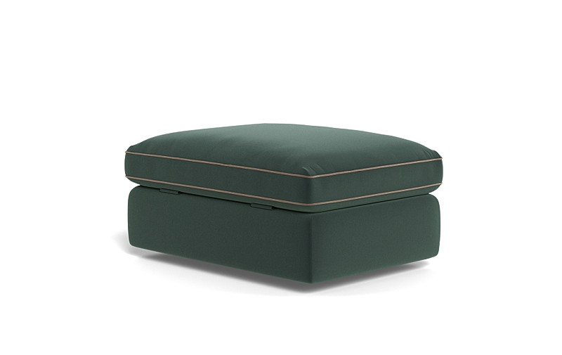 James Rectangle Ottoman with Contrast Piping and Storage Option - Image 3