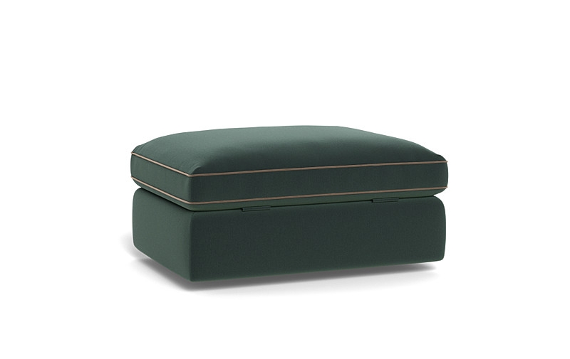 James Rectangle Ottoman with Contrast Piping and Storage Option - Image 4