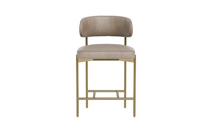 Hollis Leather Metal Framed Upholstered Counter Stool - Image 0