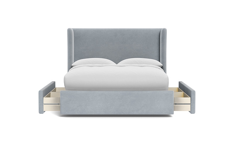 Graham Upholstered Queen Bed with Storage | Sterling Performance Velvet | 55" Headboard - Image 0