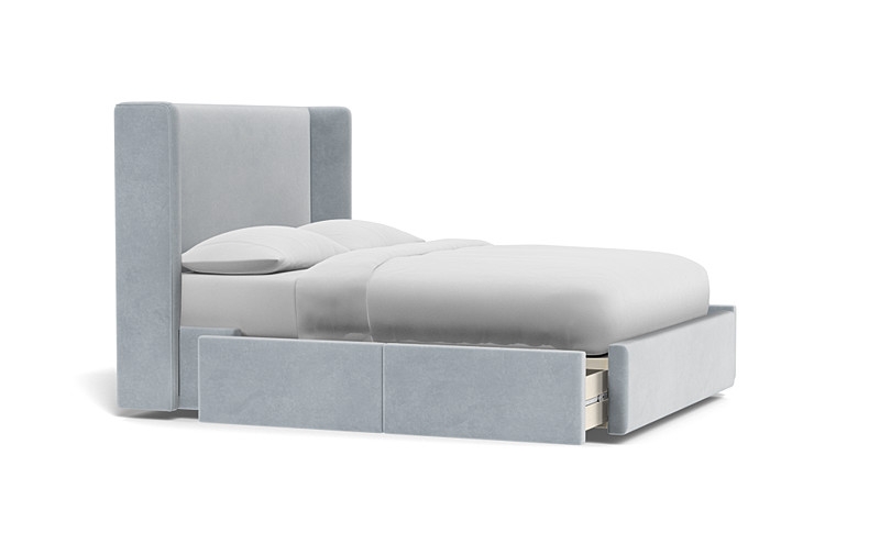 Graham Upholstered Queen Bed with Storage | Sterling Performance Velvet | 55" Headboard - Image 4