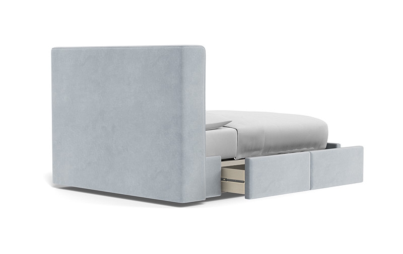 Graham Upholstered Queen Bed with Storage | Sterling Performance Velvet | 55" Headboard - Image 1