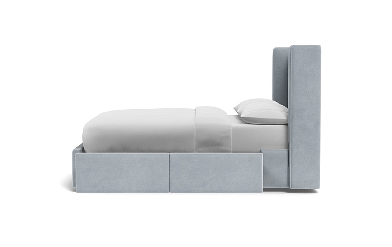 Graham Upholstered Queen Bed with Storage | Sterling Performance Velvet | 55" Headboard - Image 2