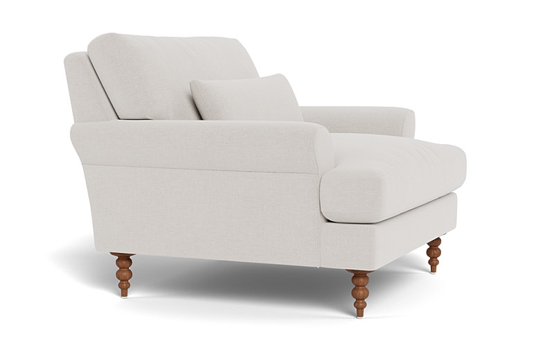 Maxwell Accent Chair - 37"x37" - Alabaster/Oiled Walnut Tapered Turned Wood Leg - Down Alternative Fill - Image 3