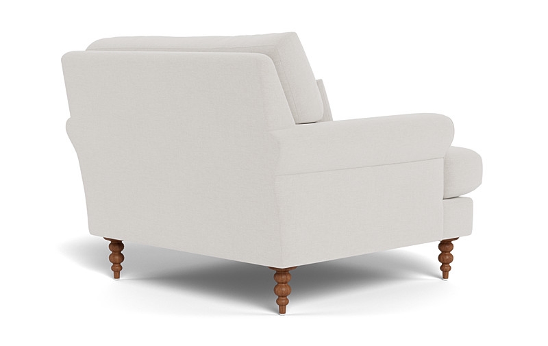 Maxwell Accent Chair - 37"x37" - Alabaster/Oiled Walnut Tapered Turned Wood Leg - Down Alternative Fill - Image 1