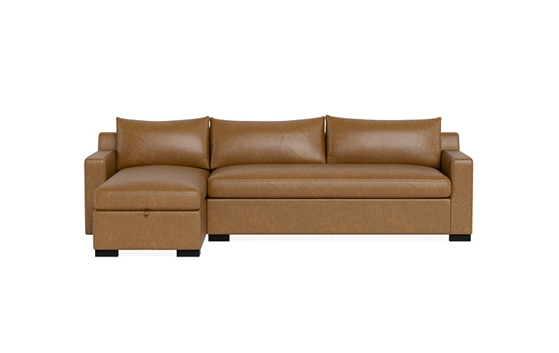 Sloan Leather Left Chaise Sleeper Storage Sectional - Image 0
