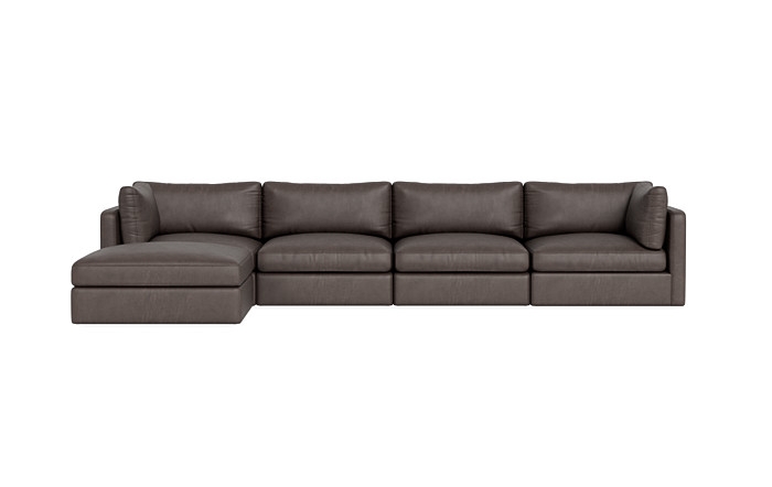 Tatum Leather Modular 4-Seat Chaise Sectional - Image 0