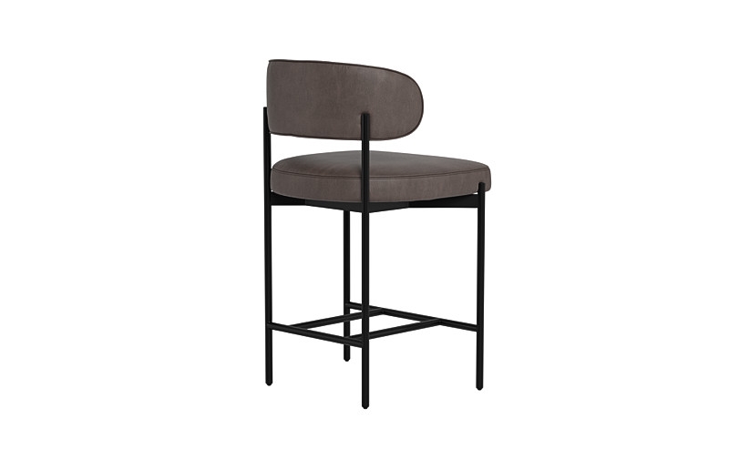Hollis Leather Metal Framed Upholstered Counter Stool - Image 4