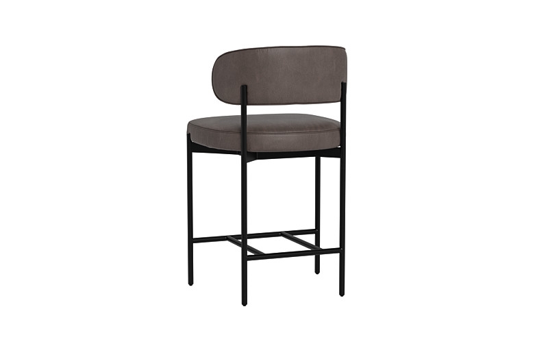 Hollis Leather Metal Framed Upholstered Counter Stool - Image 3