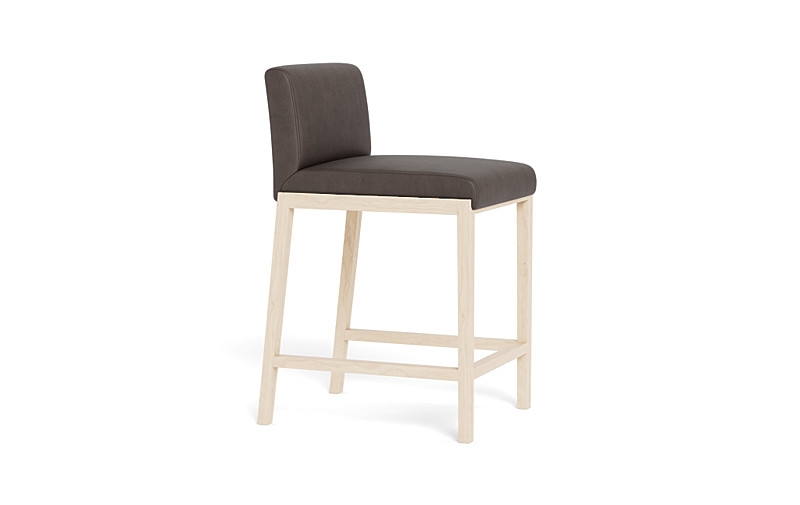 Callen Leather Wood Framed Upholstered Stool - Image 2