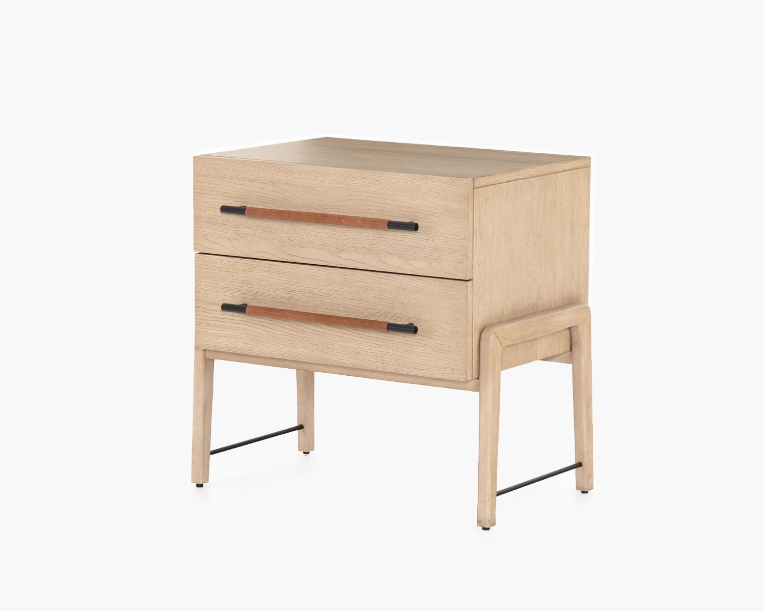 Fitzgerald Oak and Leather Nightstand - Image 0