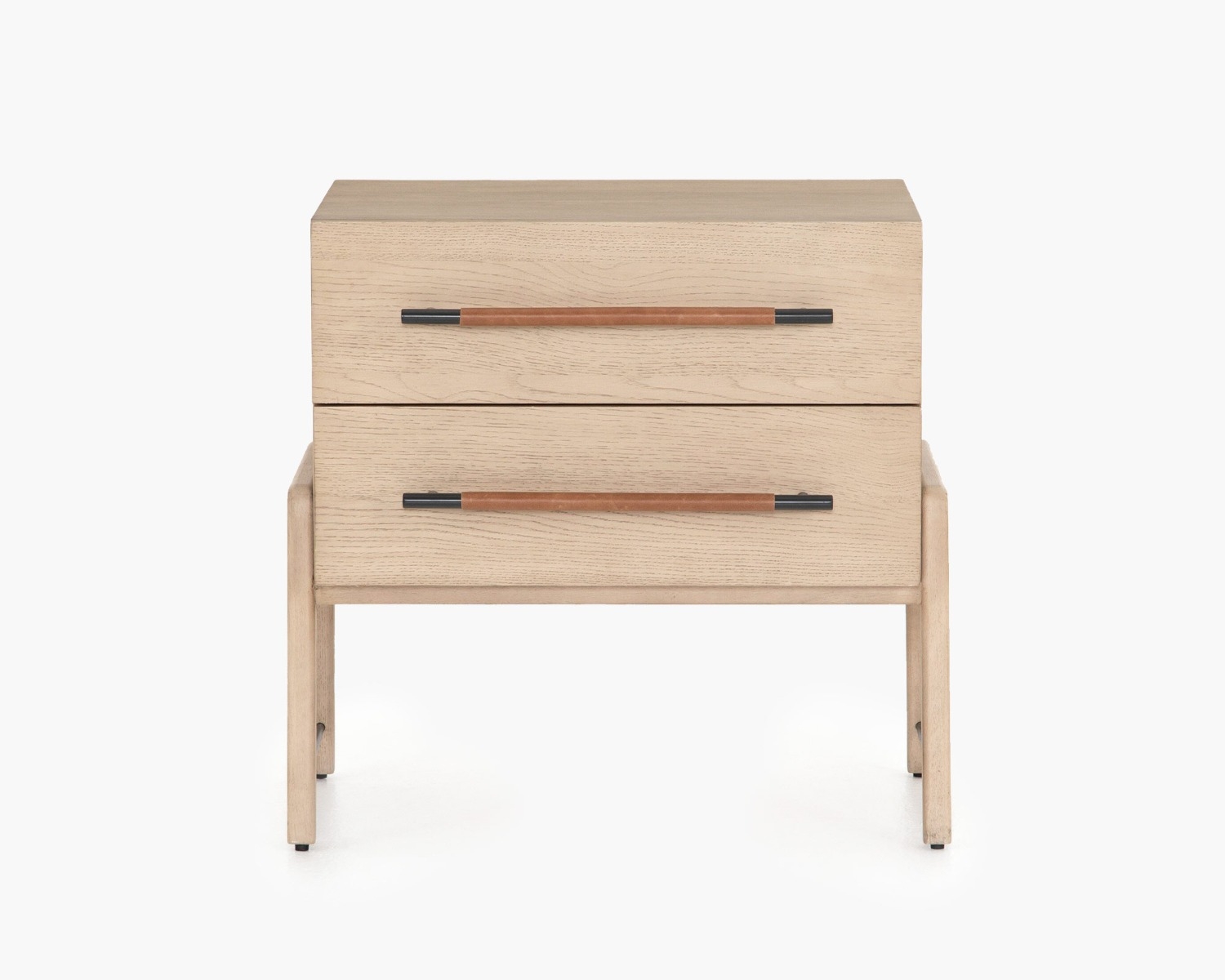 Fitzgerald Oak and Leather Nightstand - Image 2