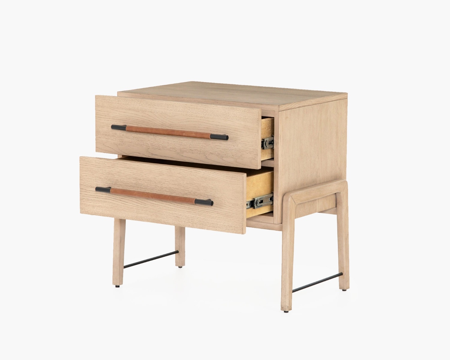 Fitzgerald Oak and Leather Nightstand - Image 3