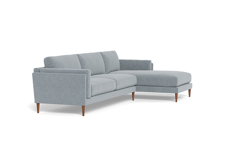 Gaby 3-Seat Right Chaise Sectional - 108"W x 36"D x 33"H (75"x36" Chaise) - Decide Later fabric - Oiled Walnut Tapered Round Wood Leg - 2 Cushion - Down Alternative Fill - Image 2