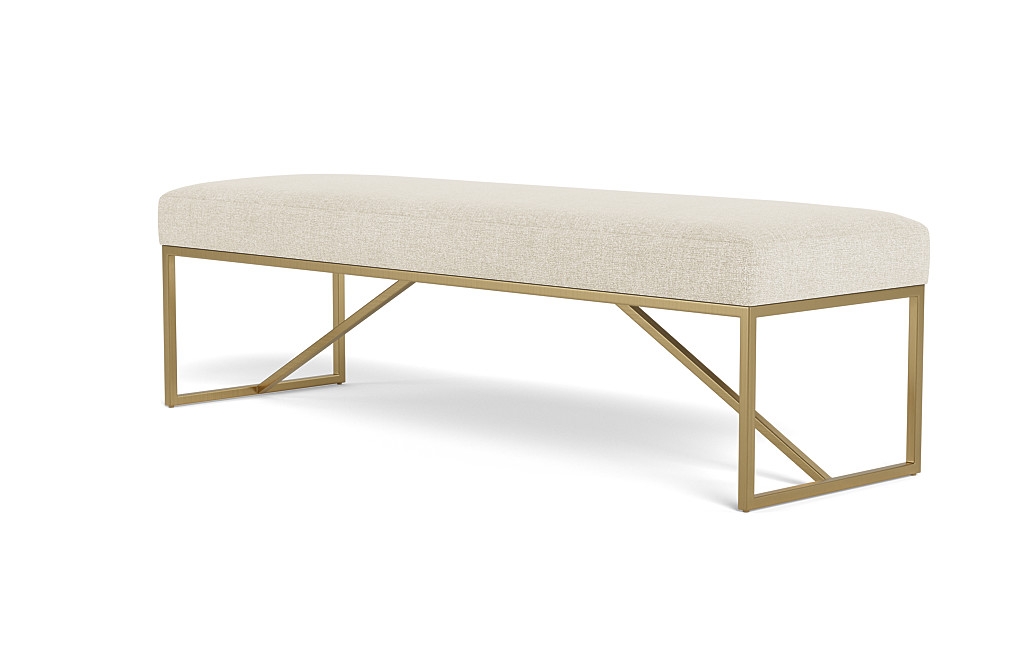 Otto Bench - Decide Later fabric - Matte Brass Otto Bench Leg - 48" - Image 1