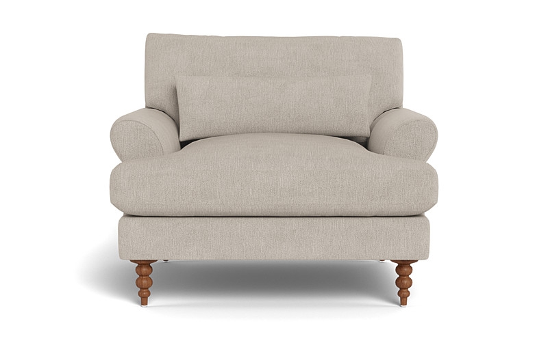 Maxwell Accent Chair - Bone - Oiled Walnut Turned Leg - 37x37" - 18" seat height - Down Alternative Fill - Image 0