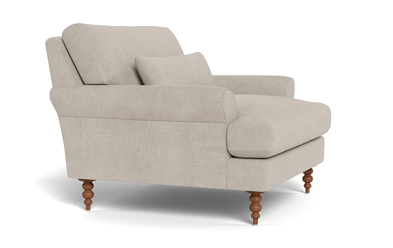 Maxwell Accent Chair - Bone - Oiled Walnut Turned Leg - 37x37" - 18" seat height - Down Alternative Fill - Image 1