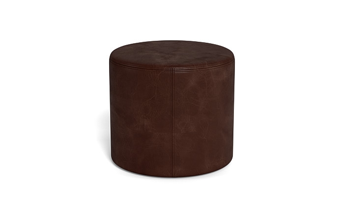 Colten Leather Round Stool Ottoman - Image 0