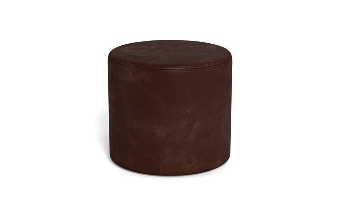 Colten Leather Round Stool Ottoman - Image 1