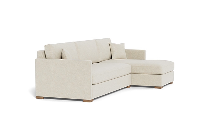 Scarlett Right Chaise Sectional | Bisque | Oak Leg | 94"x 36" | Standard Gel Plush - Image 1