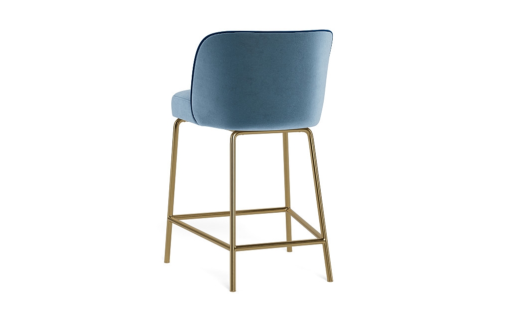 Graham Metal Framed Upholstered Counter Stool with Contrast Piping - Image 2
