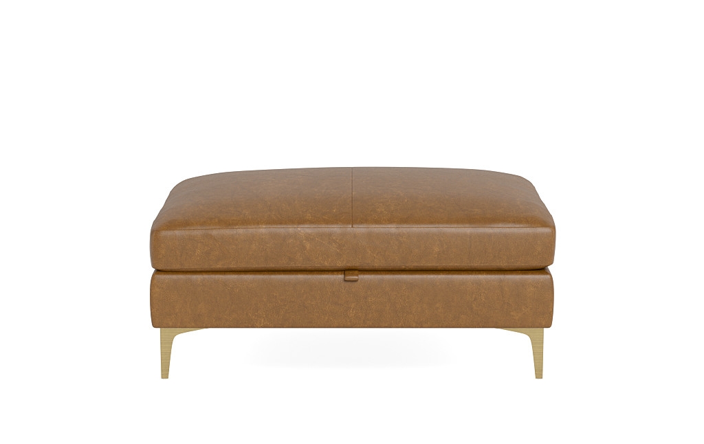 Sloan Leather Storage Ottoman* Down alternative fill - Image 0