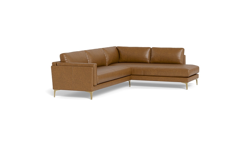 Gaby Leather 3-Seat Sectional with Right Bumper - Image 3