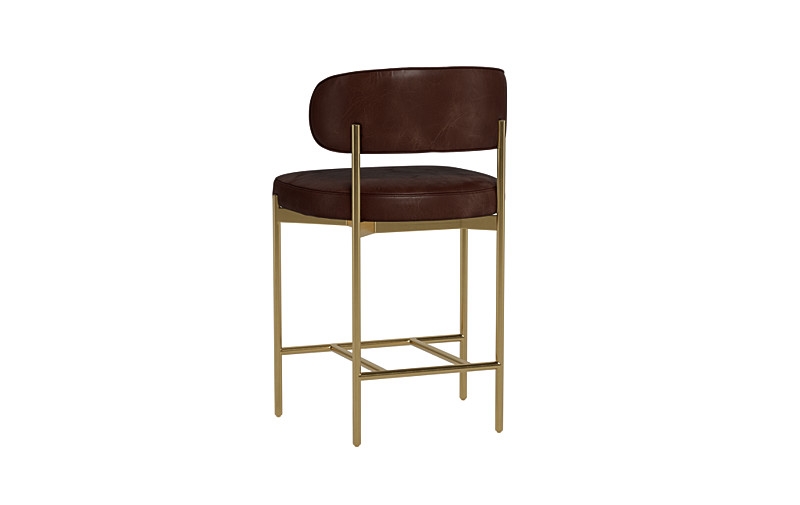 Hollis Leather Metal Framed Upholstered Counter Stool - Image 3