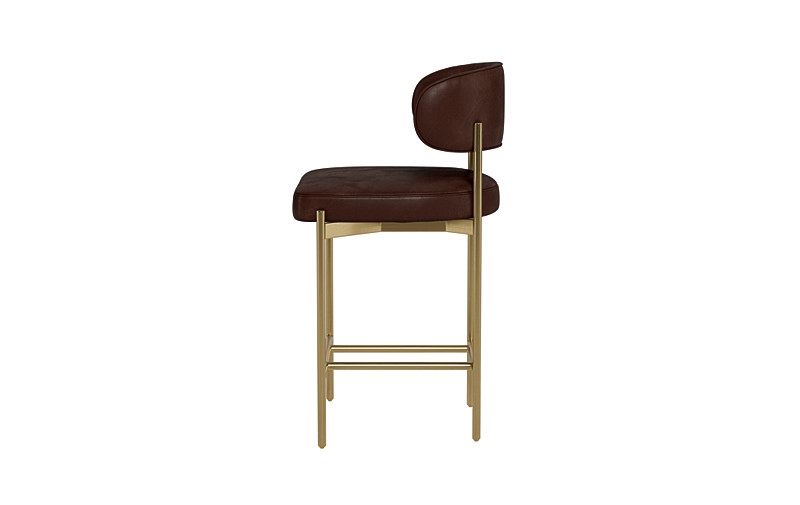 Hollis Leather Metal Framed Upholstered Counter Stool - Image 2