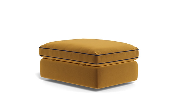 James Rectangle Ottoman with Contrast Piping and Storage Option - Image 1
