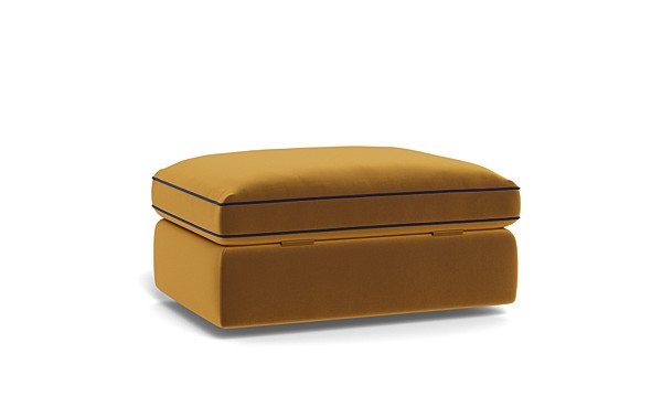 James Rectangle Ottoman with Contrast Piping and Storage Option - Image 4