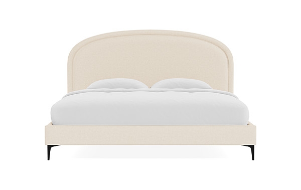 Anson Upholstered Bed - Sand Performance Basket Weave - Matte Black Leg - 55" Headboard - Image 0