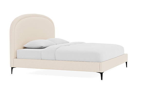 Anson Upholstered Bed - Sand Performance Basket Weave - Matte Black Leg - 55" Headboard - Image 1