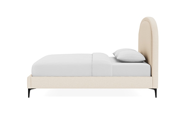 Anson Upholstered Bed - Sand Performance Basket Weave - Matte Black Leg - 55" Headboard - Image 3