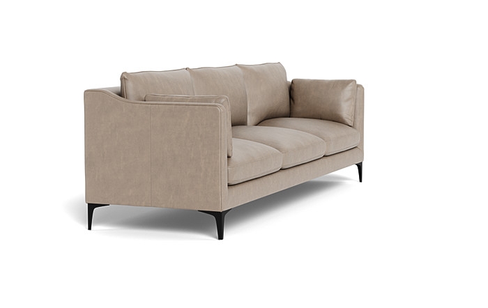 Caitlin Leather 3-Seat Sofa- Double Down Cushions - Image 1