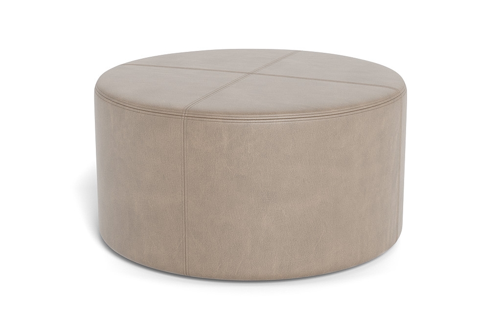 Colten Leather Round Coffee Table Ottoman - Image 3