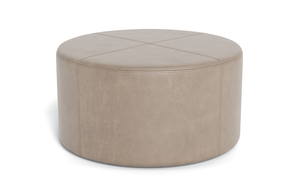 Colten Leather Round Coffee Table Ottoman - Image 2