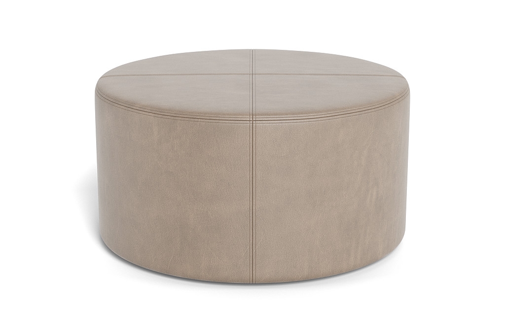 Colten Leather Round Coffee Table Ottoman - Image 4