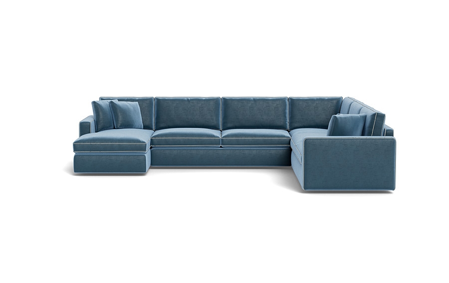 James 4-Piece 5-Seat Corner Chaise Sectional  with Contrast Piping - 2 cushions - Image 0