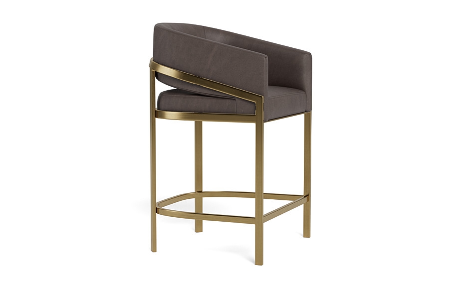 Mina Leather Metal Framed Upholstered Stool - Image 3