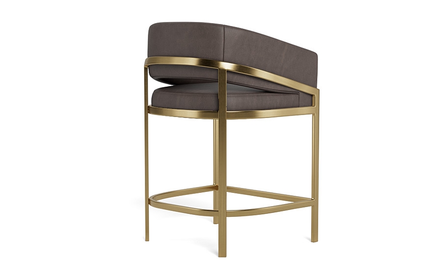 Mina Leather Metal Framed Upholstered Stool - Image 4