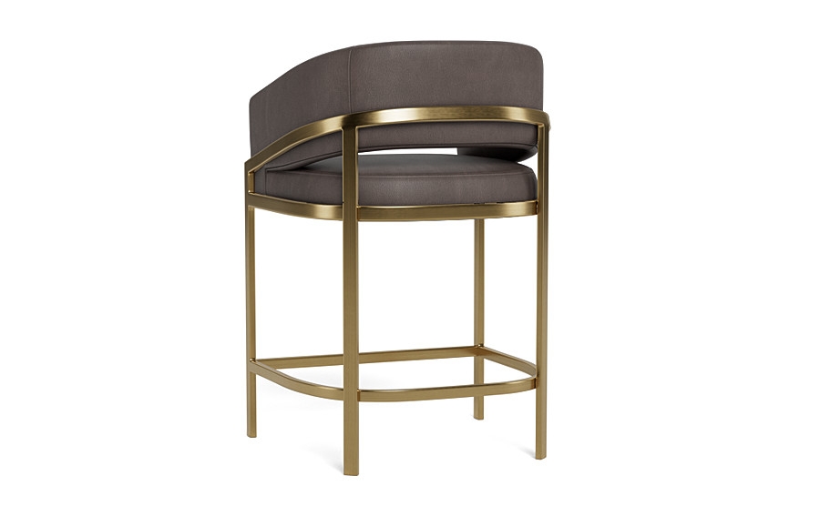 Mina Leather Metal Framed Upholstered Stool - Image 2